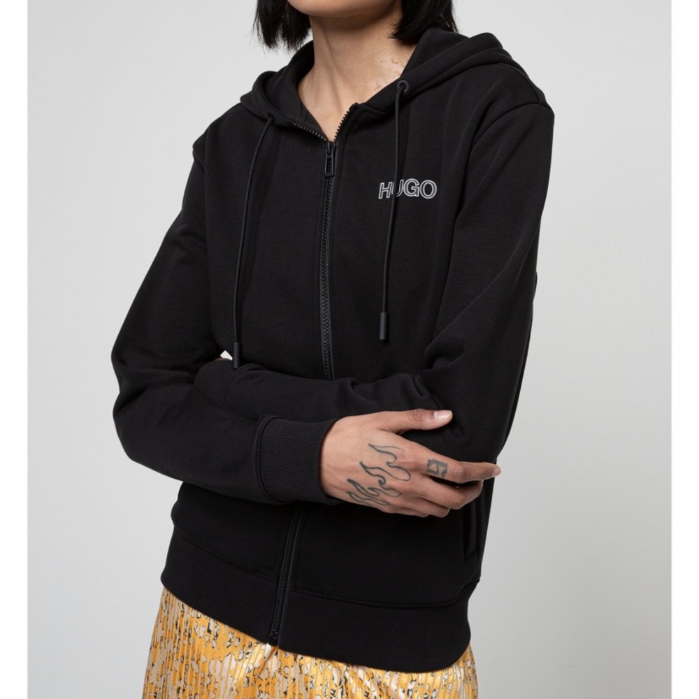 Hugo zip-through jersey jacket with silicone print logo